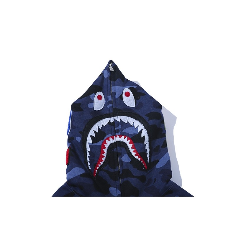 BAPE x PSG Shark Blue Camo Zip Hoodie